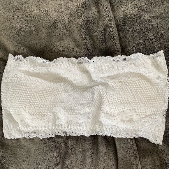 White Mesh Lacy Bandeau Bra - Picture 1 of 6